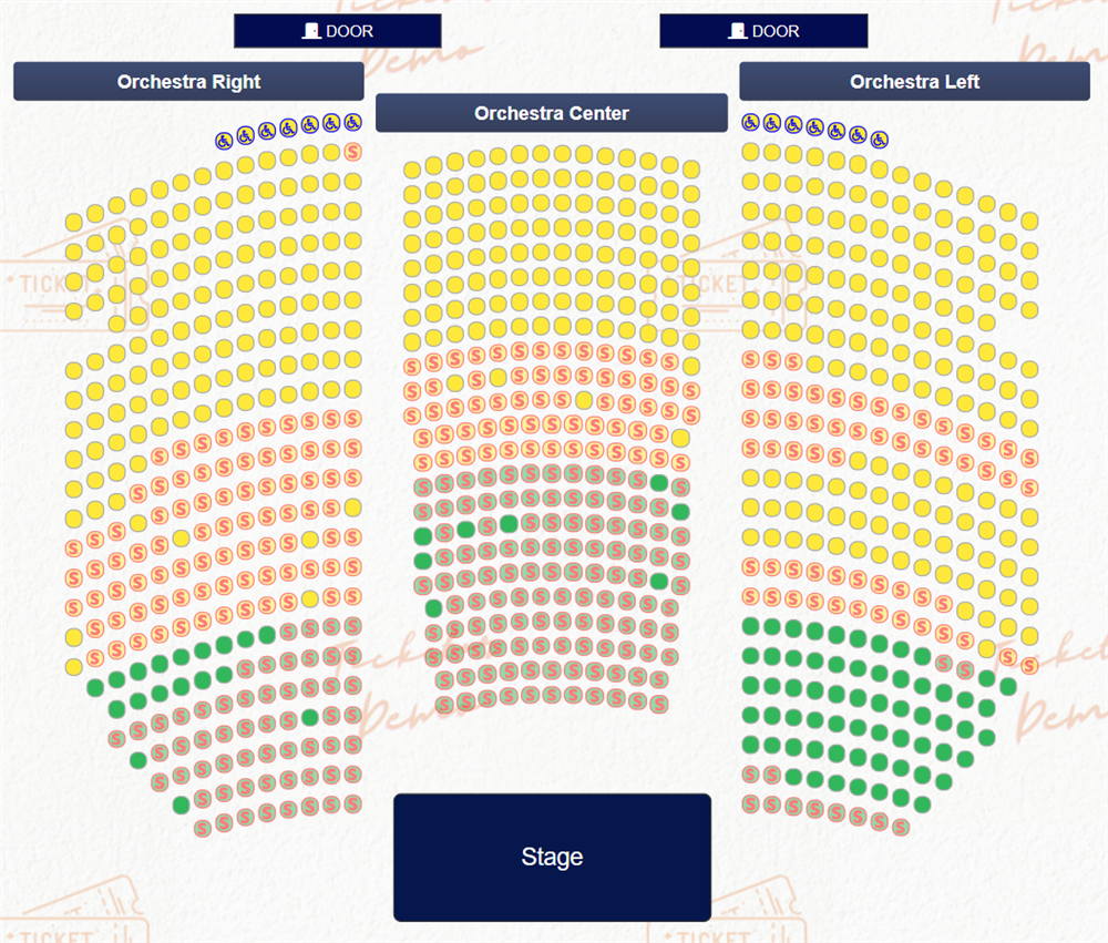 Seating chart with curved rows