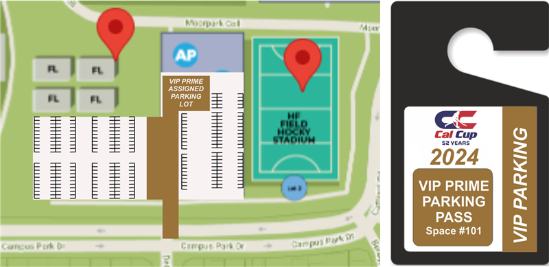Obtener información y comprar entradas para VIP PRIME PARKING PASS - 1 car PARK IN THE SAME ASSIGNED NUMBERED SPACE UP FRONT FOR THE ENTIRE TOURNAMENT! en California Cup International Field Hockey Tournament.