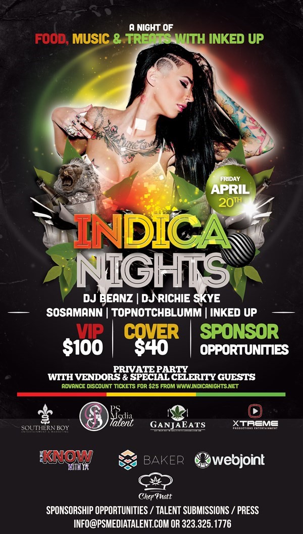 Get Information and buy tickets to INDICA NIGHTS 2018 a 420 experience on PS Media Talent