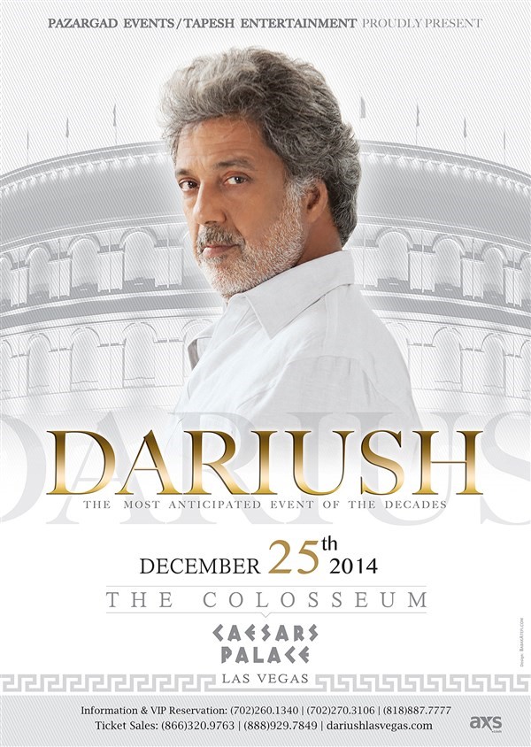 Get Information and buy tickets to Dariush at The Colosseum Las Vegas  on Pazargad Events