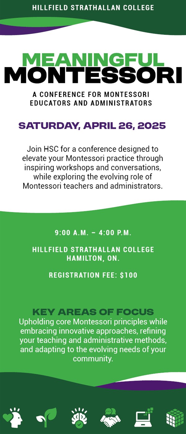 Get Information and buy tickets to Meaningful Montessori A Conference for Montessori Educators and Administrators on Hillfield Strathallan College Ticketor