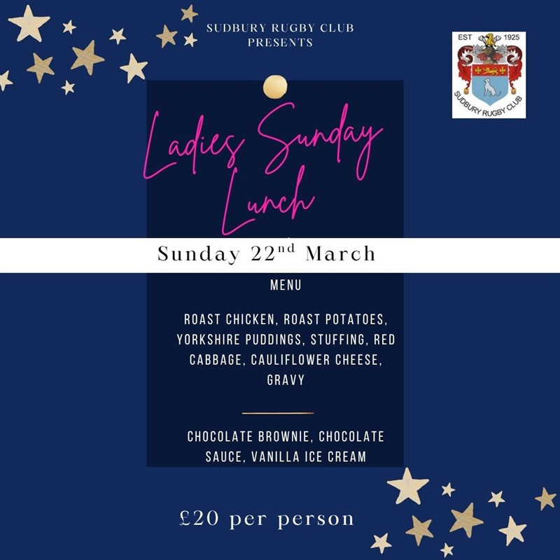 Get Information and buy tickets to Ladies Club Sunday Lunch Ladies Sunday Lunch on Sudbury RFC