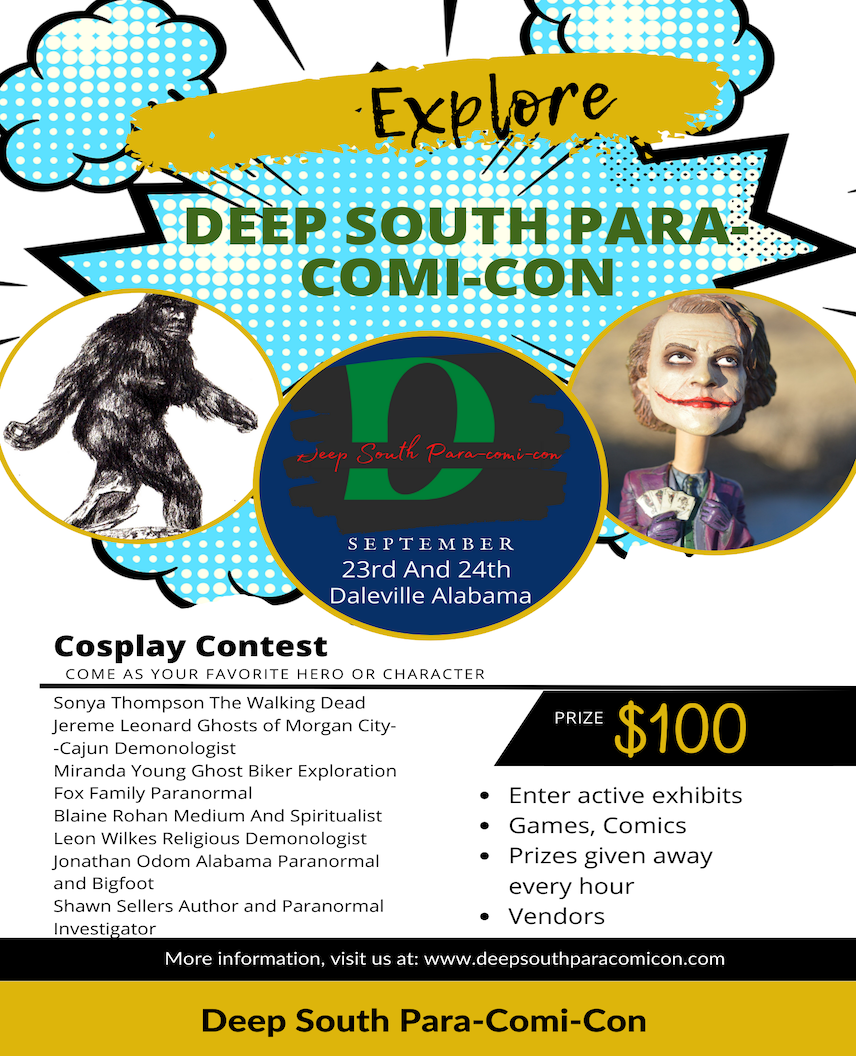 Deep South Para-Comi-Con A Portal to Your Imagination on Sep 23, 11:00@Dalevile Cultral and Convention Center - Buy tickets and Get information on Thriller Events thriller.events