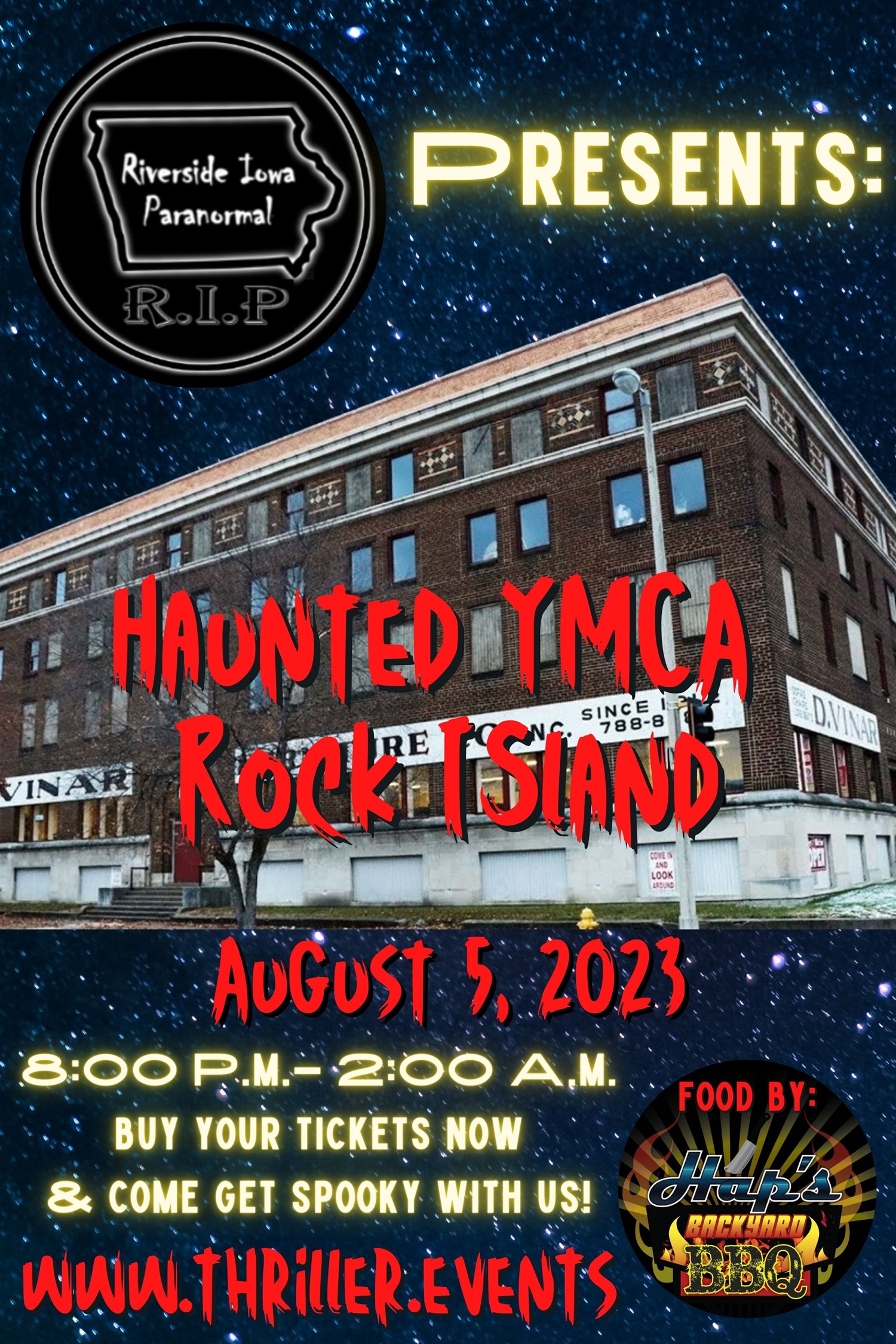 Haunted YMCA at Rock Island  on Aug 05, 20:00@Rock Island YMCA - Buy tickets and Get information on Thriller Events thriller.events