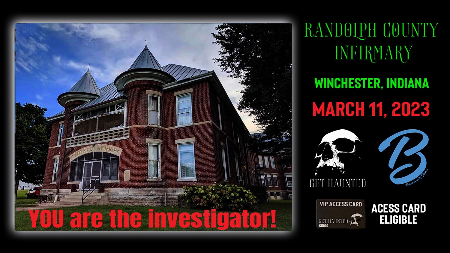Randolph County Infirmary - Paranormal Experience!  on mar. 11, 19:00@Randolph County Asylum - Compra entradas y obtén información enThriller Events thriller.events