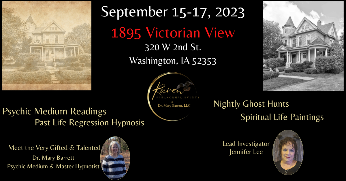 Victorian View-Psychic Medium Reading, Hypnosis & Ghost Hunt Raven Paranormal Events & Dr. Mary Barrett, LLC on sept. 15, 17:00@Victorian View - Achetez des billets et obtenez des informations surThriller Events thriller.events