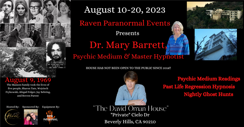 Get Information and buy tickets to The David Oman House - Ghost Hunt, Psychic Medium Readings & Hypnosis Dr. Mary Barrett, Psychic Medium/Master Hypnotist on www.djbehnood.com