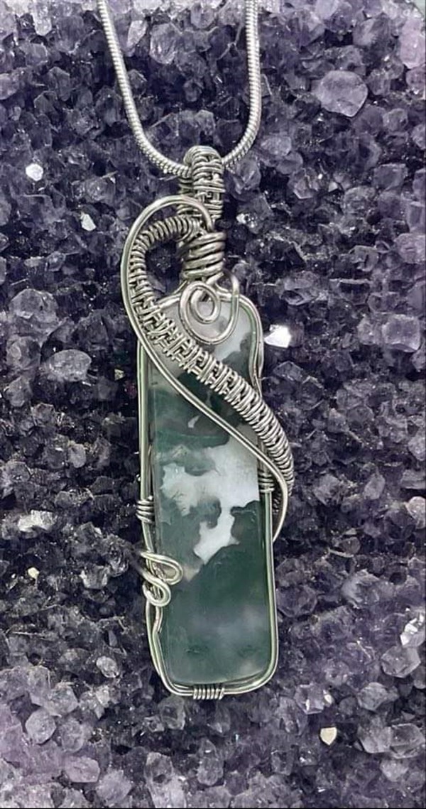 Moss Agate Silver plated Copper 