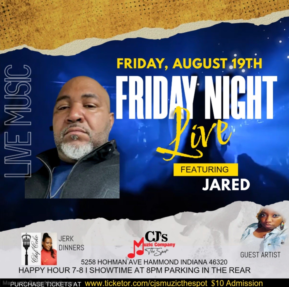 Friday Night Live  on Aug 19, 20:00@CJ's Muzic Company-The Spot LLC - Buy tickets and Get information on CJ'S Muzic The Spot LLC 