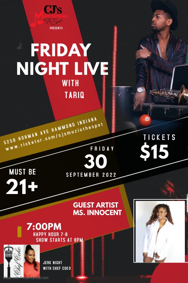 Friday Night Live  on sep. 30, 19:00@CJ's Muzic Company-The Spot LLC - Compra entradas y obtén información enCJ'S Muzic The Spot LLC 