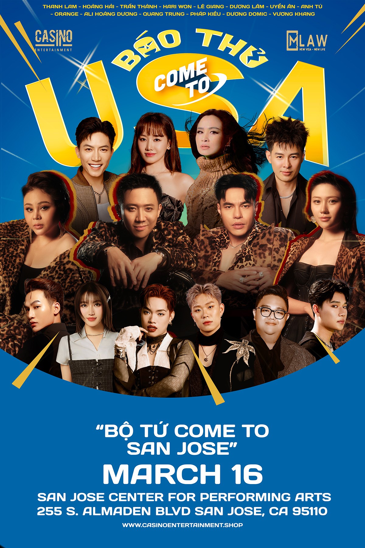 Pick a seat & buy tickets to Live Show Trấn Thành In San Jose San Jose Center for The Performing Arts on Mar 16, 18:00 @San Jose Center For Performing Arts Updated