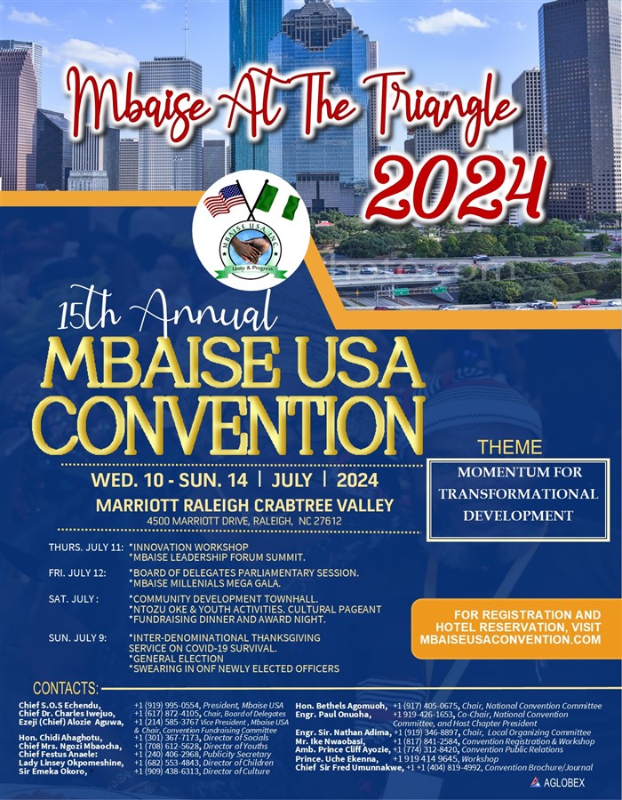 Get Information and buy tickets to Mbaise USA 15th Annual Convention, Raleigh 2024 Raleigh 2024 on mbaiseusaconvention.com
