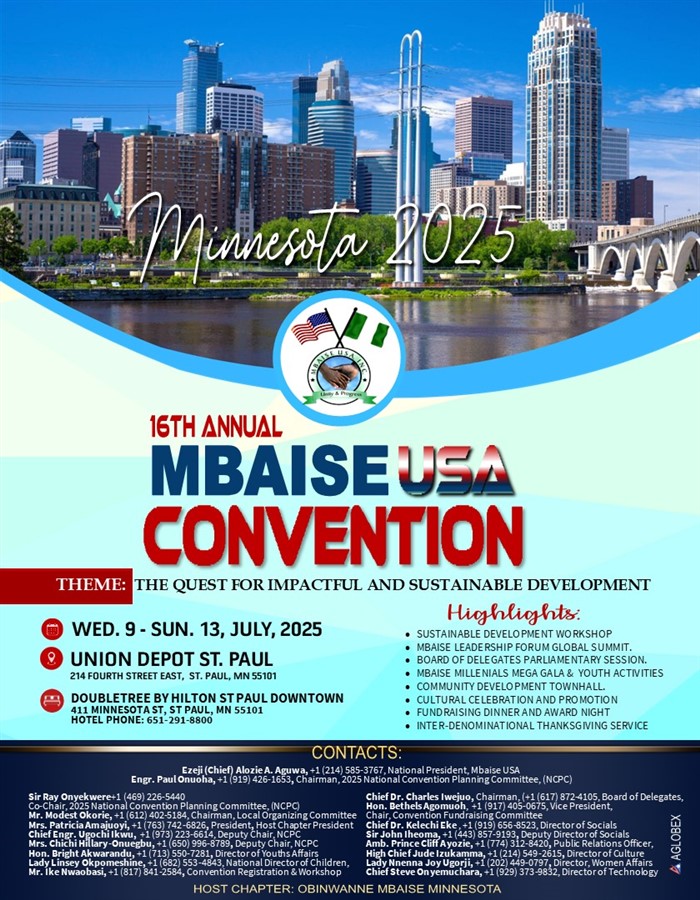 Get Information and buy tickets to MBAISE USA 16TH ANNUAL CONVENTION MINNESOTA 2025 on mbaiseusaconvention com