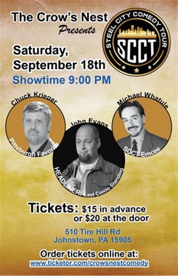 Crows Nest Steel City Comedy Tour 9/18/21 image