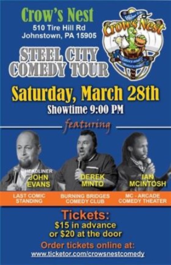 Crows Nest Steel City Comedy Tour 2/15/20