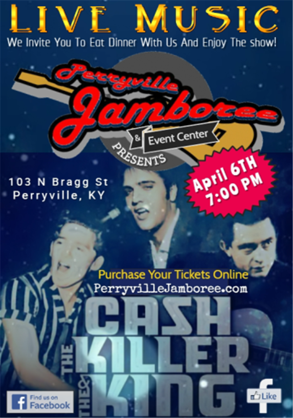 Get Information and buy tickets to Cash, The Killer and The King Hear the music of Johnny Cash, Jerry Lee Lewis and the King! on PerryvilleJamboree