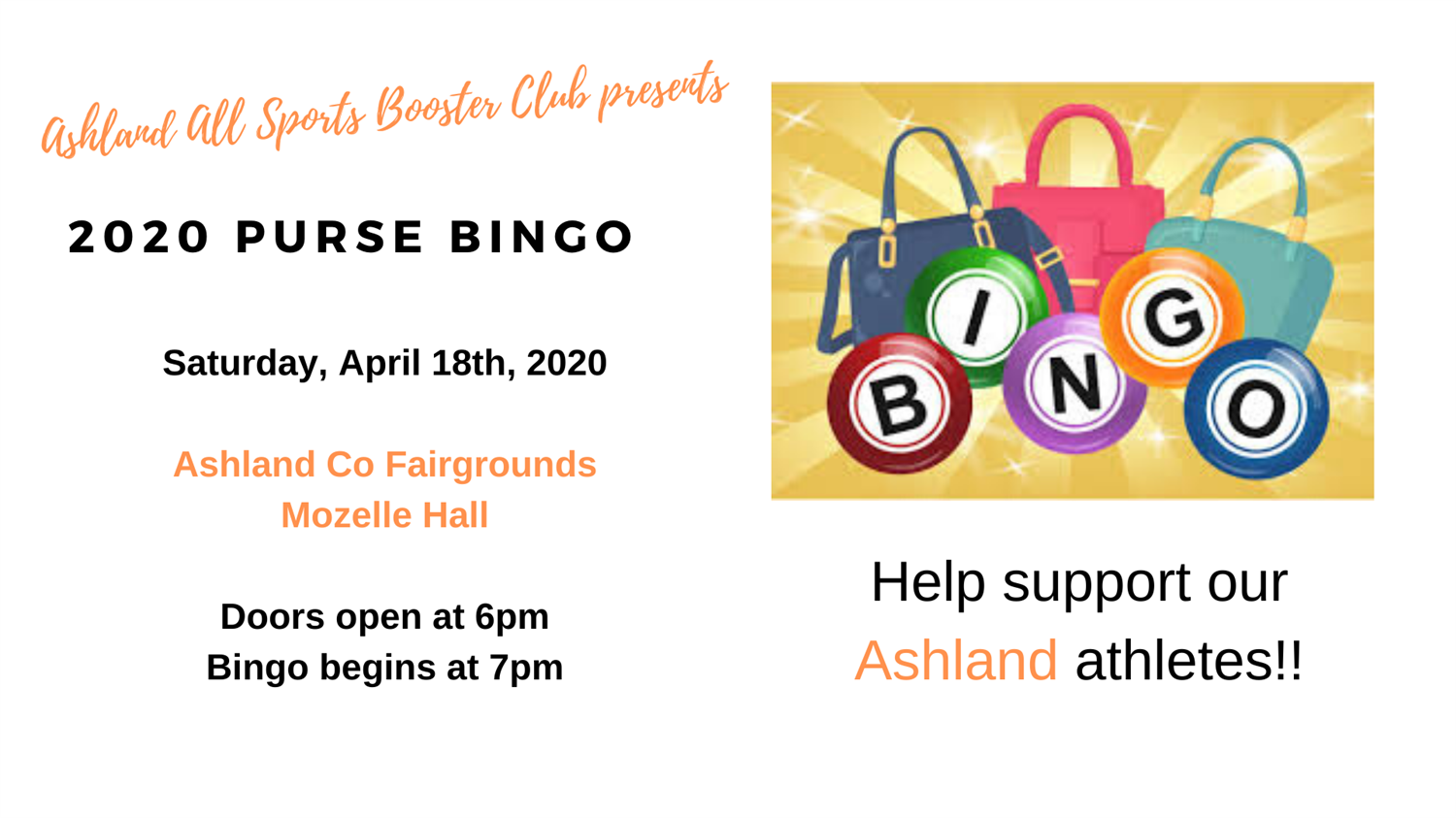 2020 Ashland All Sports Purse Bingo image