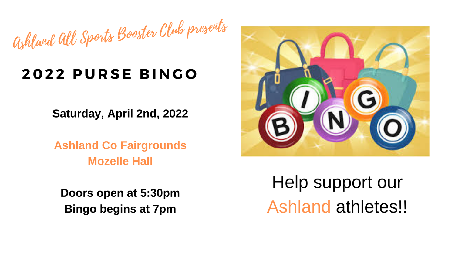 Ashland All Sports Purse Bingo 2022 image