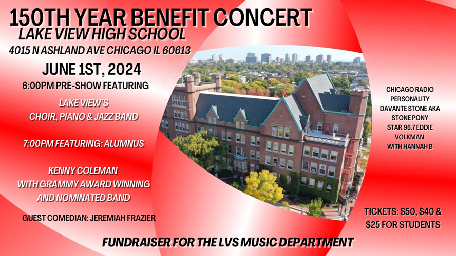 150th Year Benefit Concert Lake View High School on Jun 01, 18:00@Lake View High School - Pick a seat, Buy tickets and Get information on Onnie Music 