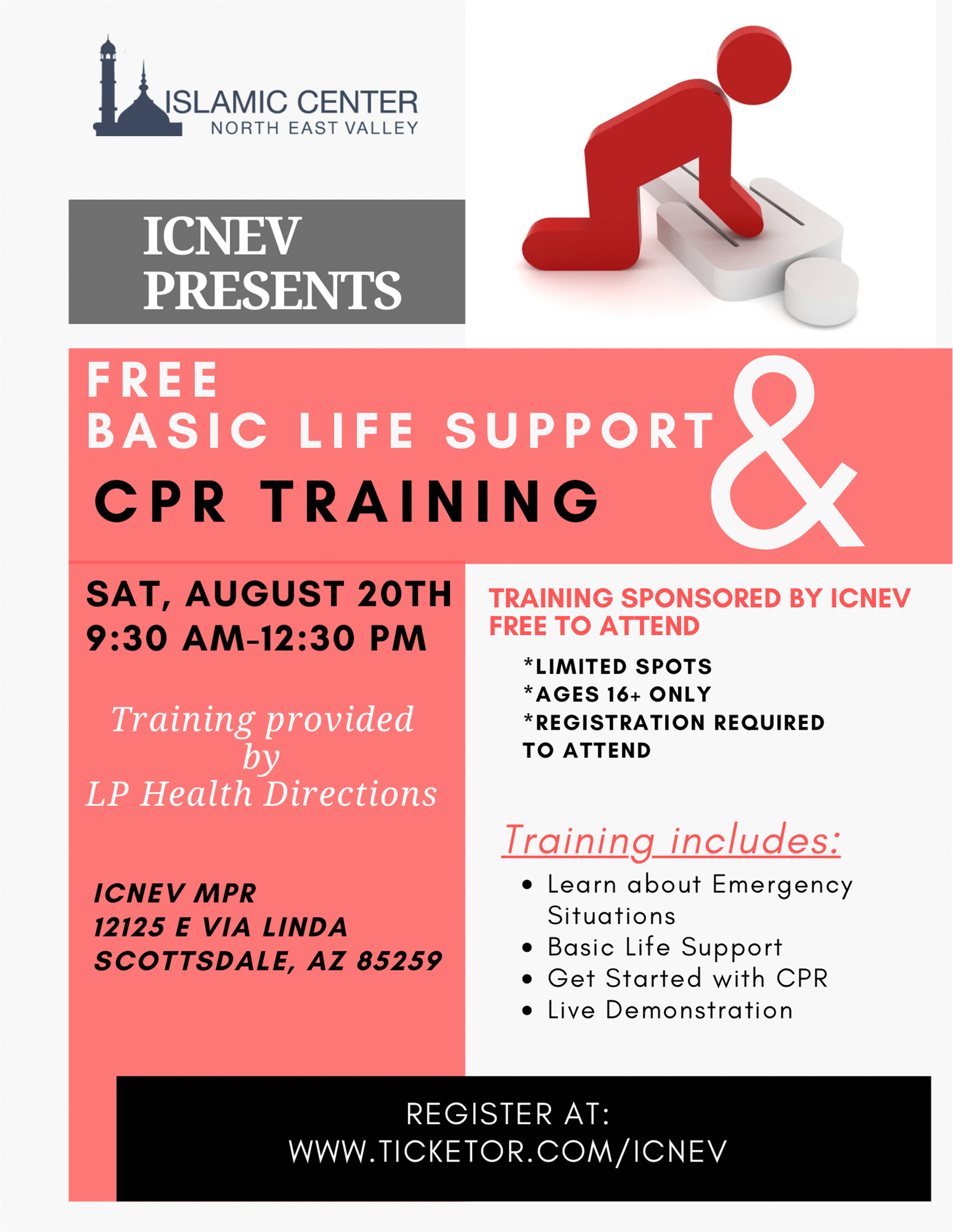 CPR Training  on Aug 20, 09:30@ICNEV - Buy tickets and Get information on Islamic Center of the North East Valley icnev