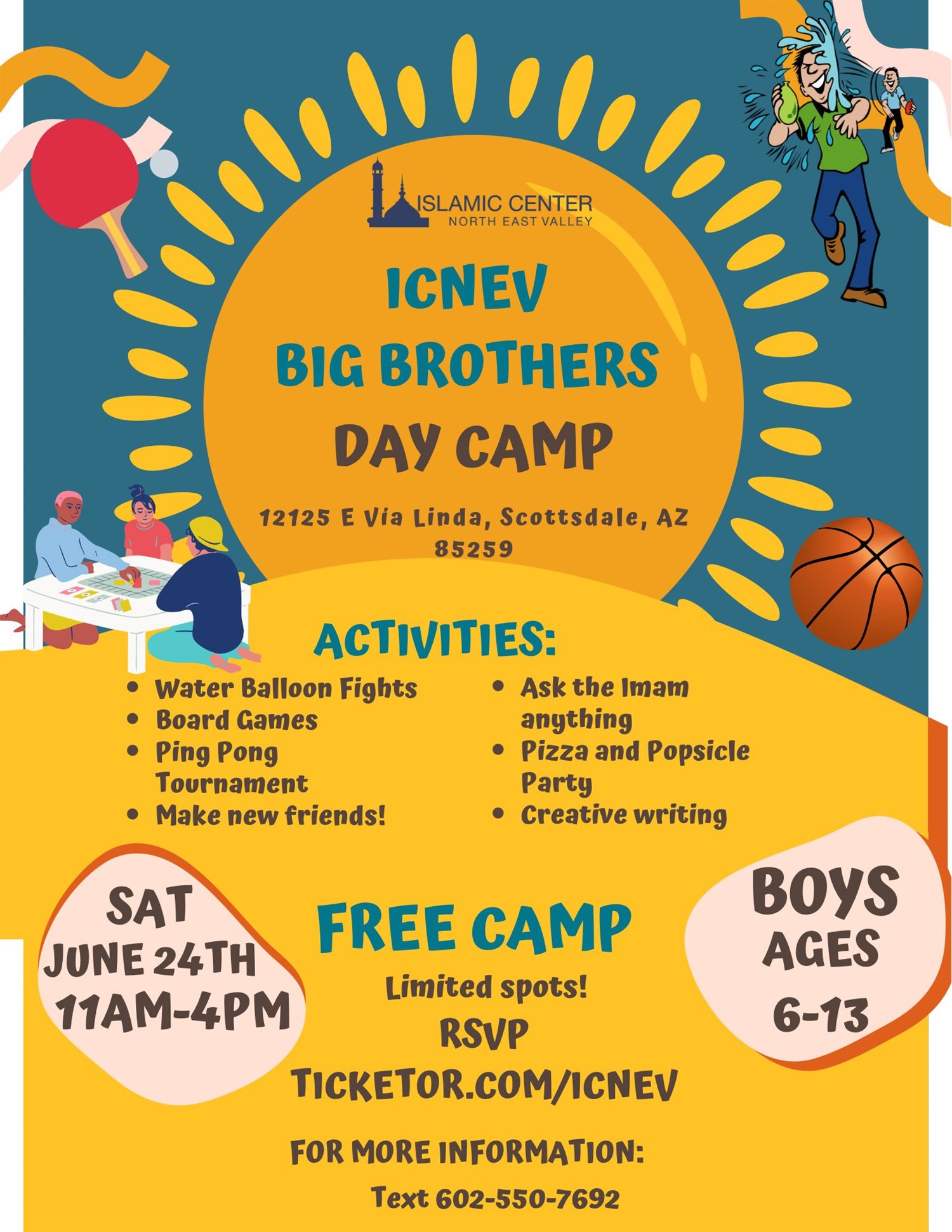ICNEV Big Brother’s Day Camp  on Jun 24, 11:00@Islamic Center of North East Valley - Buy tickets and Get information on Islamic Center of the North East Valley icnev