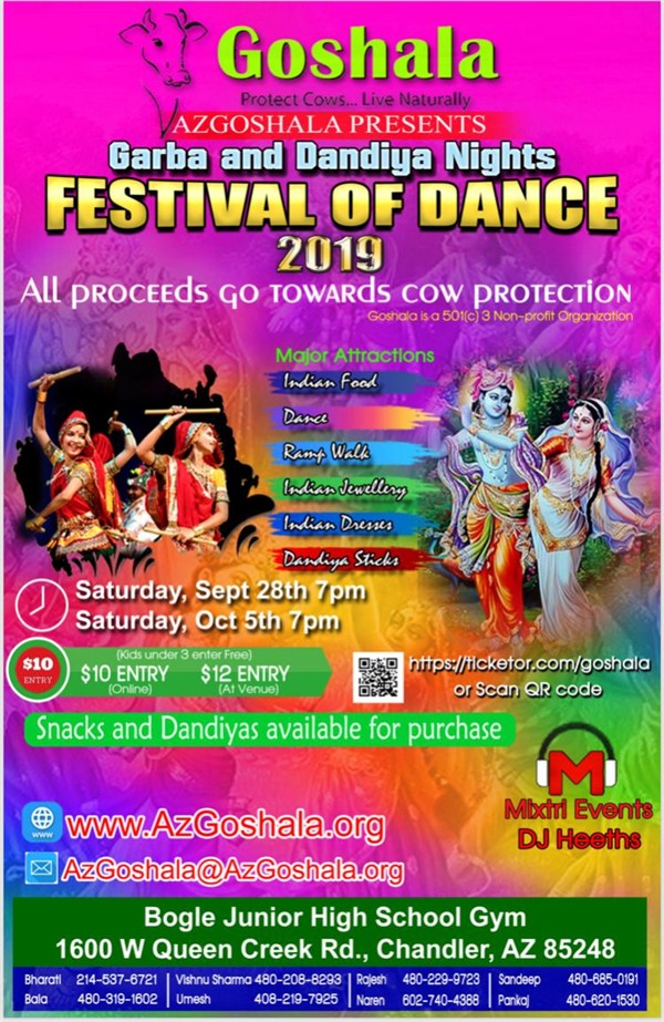 Venue ticket $12 Sept 28th Garba (or online after 7pm)