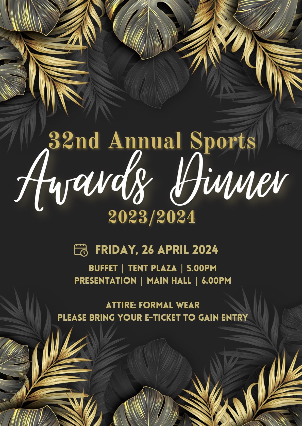 Dover 32nd Annual Sports Awards Dinner  on Apr 26, 17:00@Main Hall - Dover Campus - Buy tickets and Get information on UWCSEA Ticket Hub uwcsea