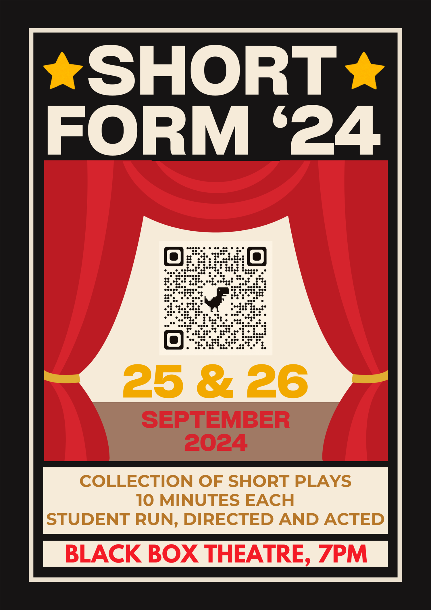 Get information & buy tickets to Short Form'24 UWCSEA Dover High School presents on Sep 26, 19:00 @UWCSEA Dover Black Box Theatre | UWCSEA Ticket Hub