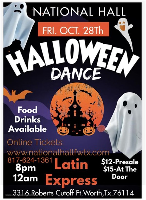 Get Information and buy tickets to Latin Express Halloween Dance  on National Hall Fort Worth