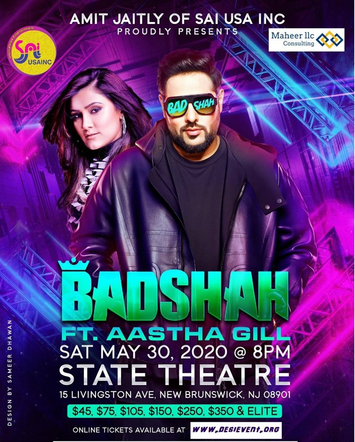 Get Information and buy tickets to Badshah and Aastha Gill Live Concert in New jersey State Theatre NJ, 15 Livingston Ave, New Brunswick, NJ 08901 on Desi Events
