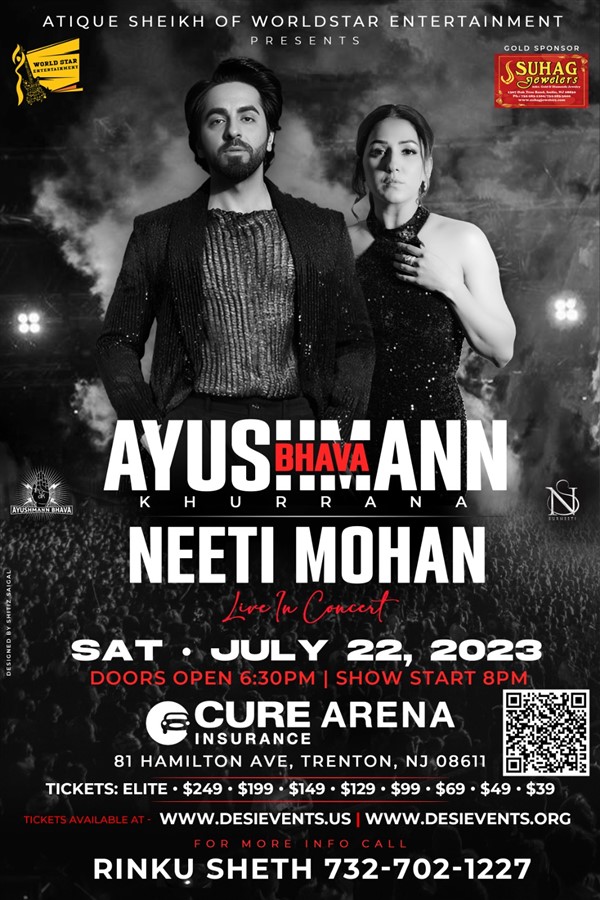 Get Information and buy tickets to Ayushmann Khurrana and Neeti Mohan Live In New Jersey 2023  on Desi Events