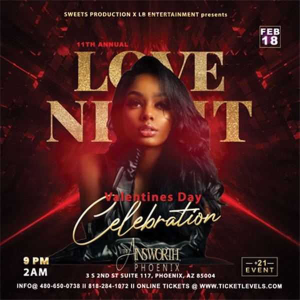 VALENTINE'S DAY CELEBRATION LOVERS NIGHT on Feb 18, 21:00@The Ainsworth Phoenix - Buy tickets and Get information on Ticketlevels ticketlevels.com