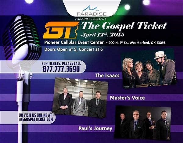Get Information and buy tickets to The Gospel Ticket in Weatherford The Isaacs, Master