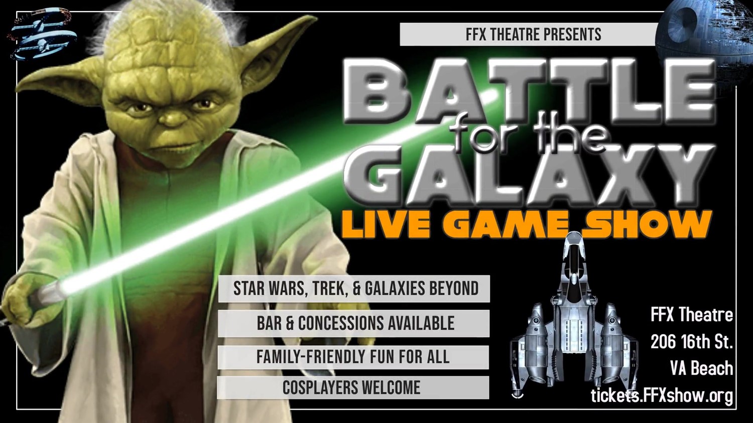 Battle for the Galaxy: Live Game Show Sci-Fun Fun! on Jun 04, 19:00@FFX Theatre - Pick a seat, Buy tickets and Get information on Family Fun Xperience tickets.ffxshow.org