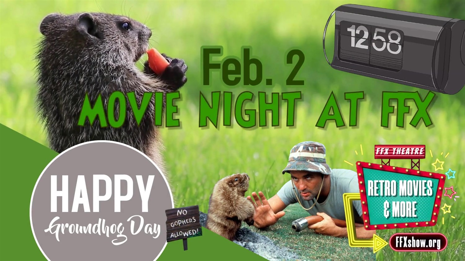 MOVIE NIGHT Come enjoy an old favorite featuring Punxsutawney Phil! on Feb 02, 18:30@FFX Theatre - Buy tickets and Get information on Family Fun Xperience tickets.ffxshow.org