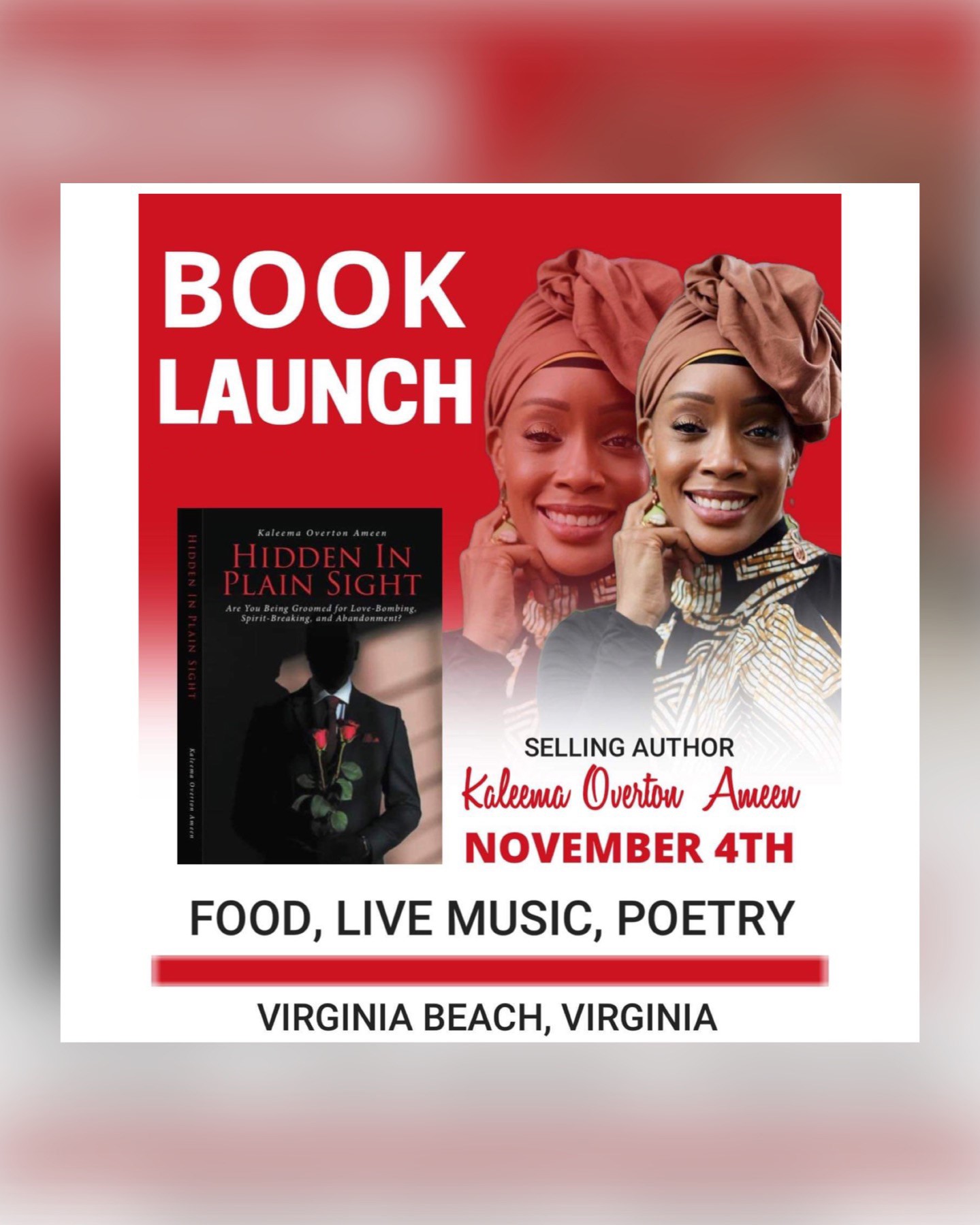 HIDDEN IN PLAIN SIGHT: Book Release Party Featuring Author, Kaleema Overton Ameen on Nov 04, 15:00@FFX Theatre - Buy tickets and Get information on Family Fun Xperience tickets.ffxshow.org