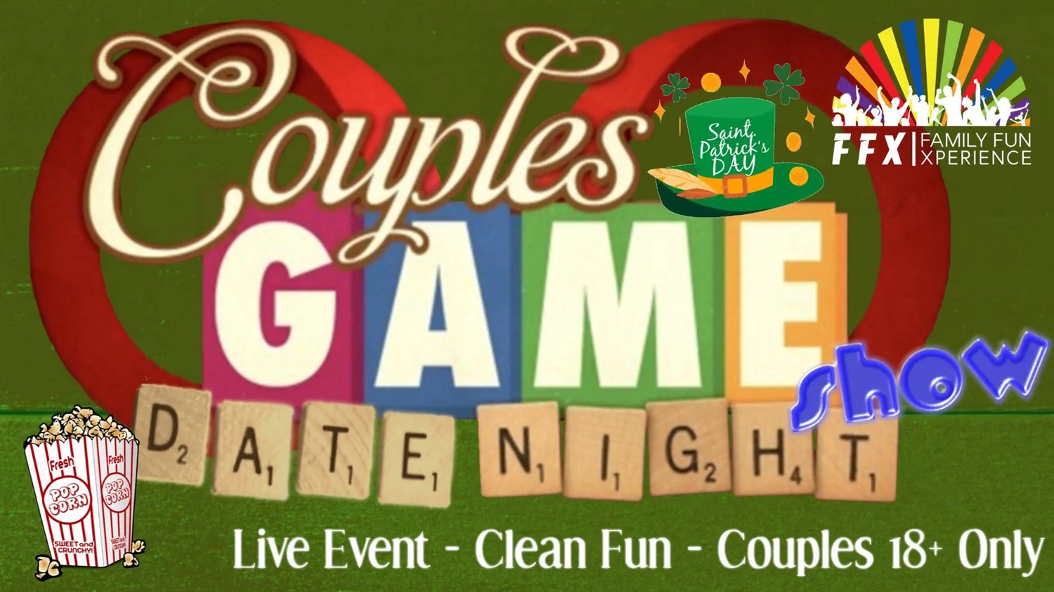 COUPLES DATE NIGHT GAME SHOW 18+ Only on Apr 26, 19:00@FFX Theatre - Pick a seat, Buy tickets and Get information on Family Fun Xperience tickets.ffxshow.org