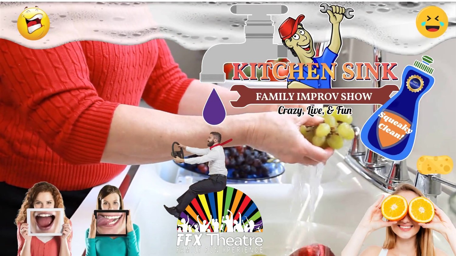 Kitchen Sink Family Improv Show  on May 03, 19:00@FFX Theatre - Pick a seat, Buy tickets and Get information on Family Fun Xperience tickets.ffxshow.org