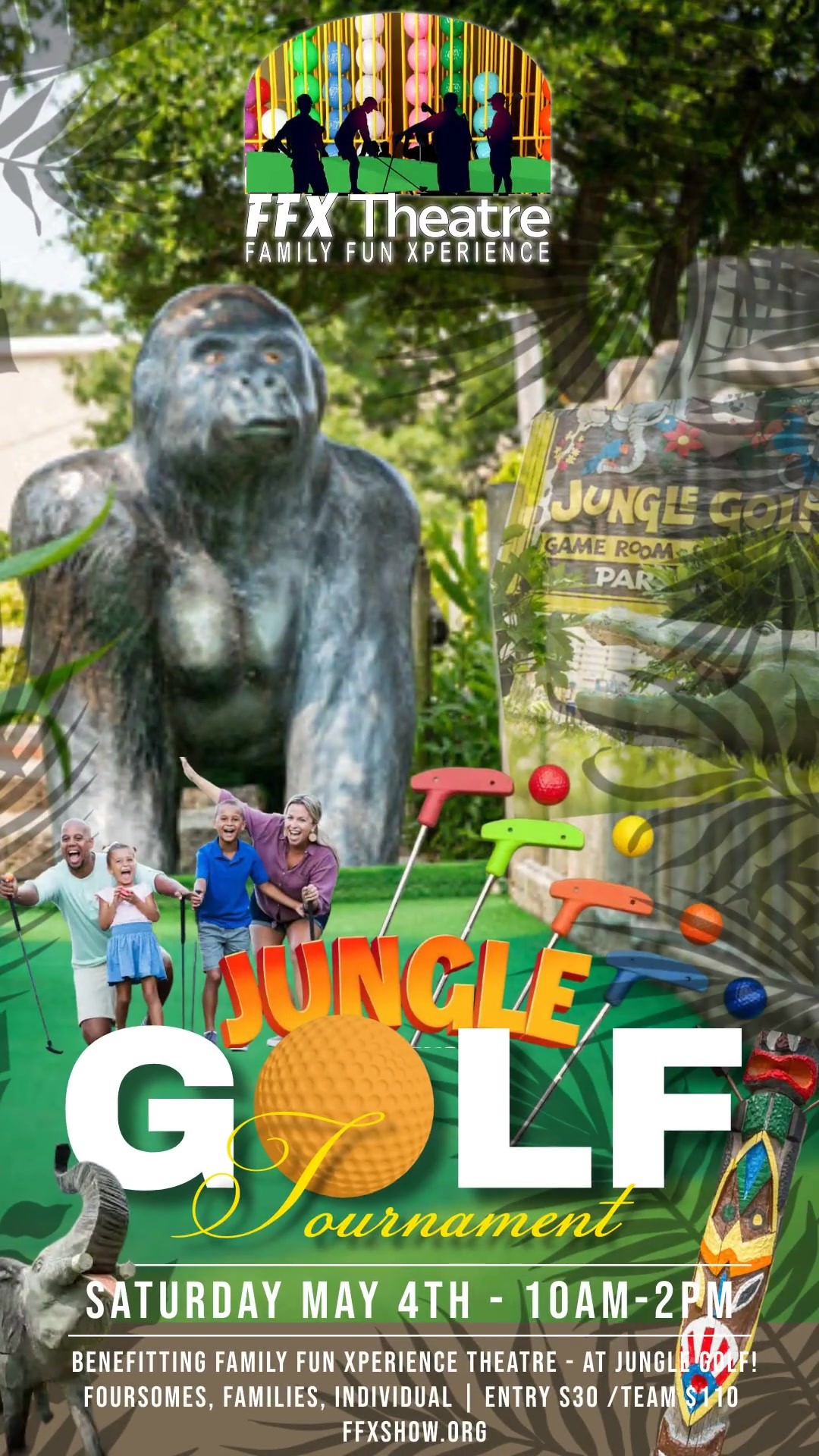 Jungle Golf Tournament! FFX Fun-raiser for all ages! NEW DATE on mai 06, 00:00@Jungle Golf - Achetez des billets et obtenez des informations surFamily Fun Xperience tickets.ffxshow.org