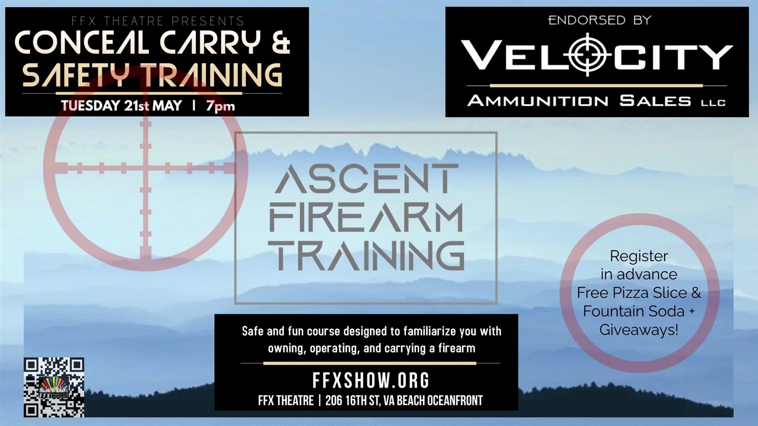 ASCENT FIREARM TRAINING Conceal Carry and/or Safety Class on may. 21, 19:00@FFX Theatre - Compra entradas y obtén información enFamily Fun Xperience tickets.ffxshow.org