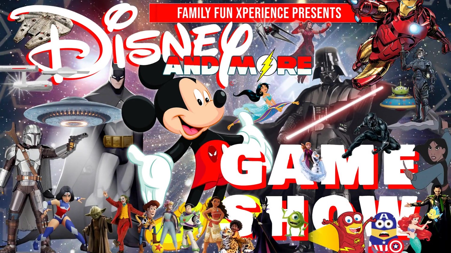 DISNEY, SUPERHEROES, & SCI-FI LIVE GAME SHIOW Animation & Movies, Superheroes & Villains, plus Sci-Fi & More! on Jul 13, 19:00@FFX Theatre - Pick a seat, Buy tickets and Get information on Family Fun Xperience tickets.ffxshow.org