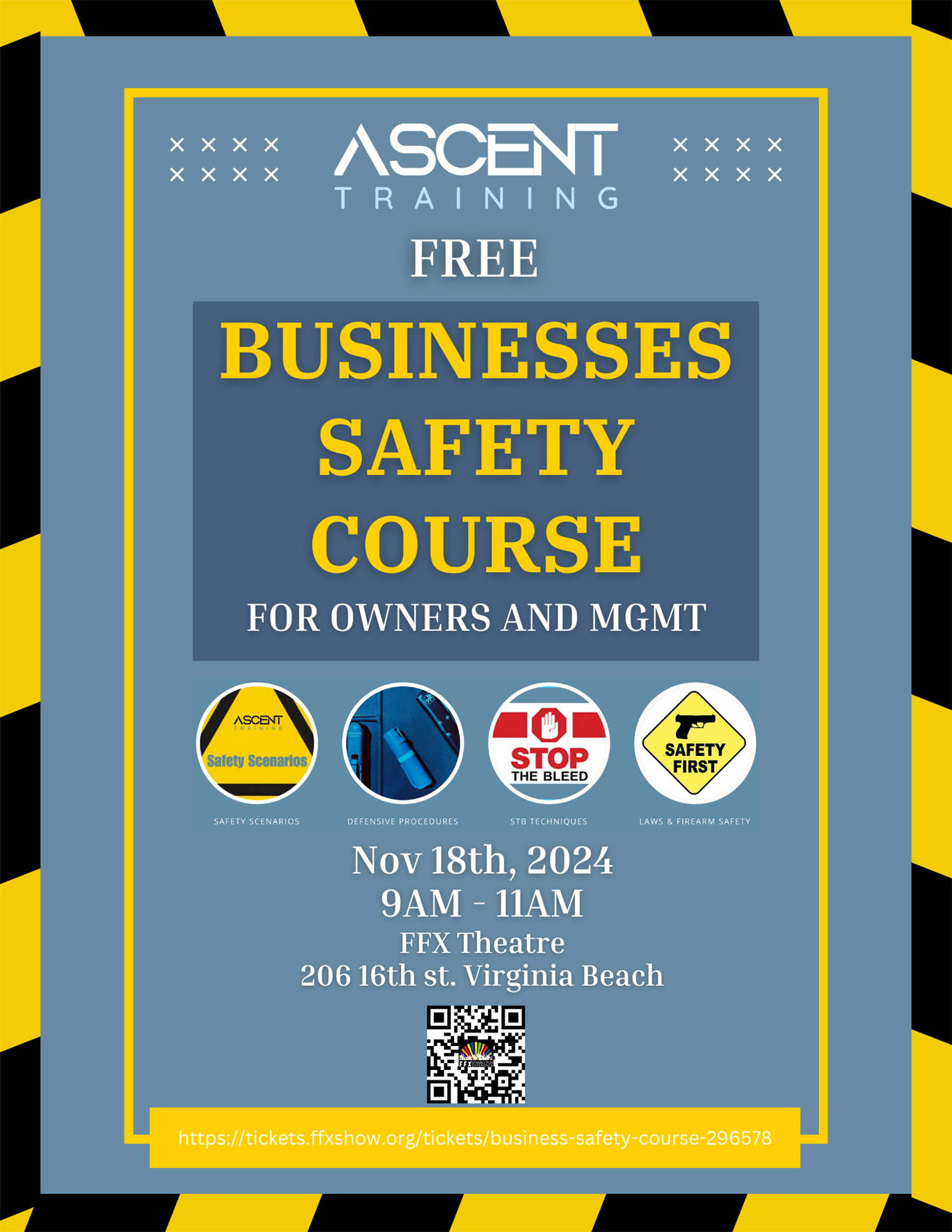 Get information & buy tickets to Business Safety Course - from Ascent Training on Nov 18, 09:00 @FFX Theatre | Family Fun Xperience | tickets.ffxshow.org