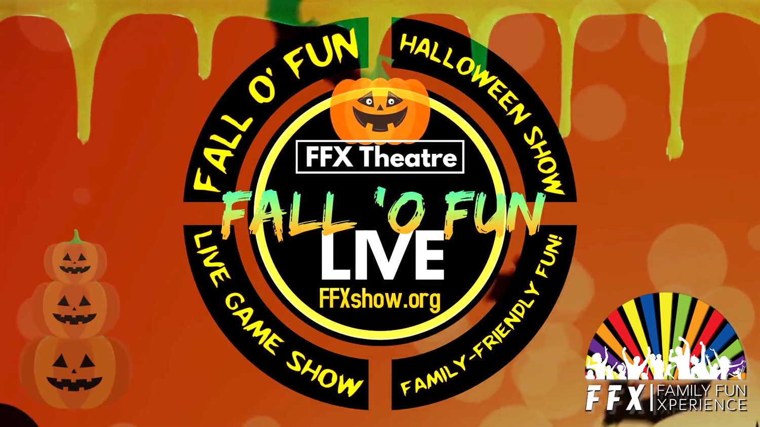 Obtenga información, elija un asiento y compre entradas paraFALL 'O FUN GAMES SHOW! Toxic levels of family fun for this spooky season! on oct. 18, 19:00 @FFX Theatre