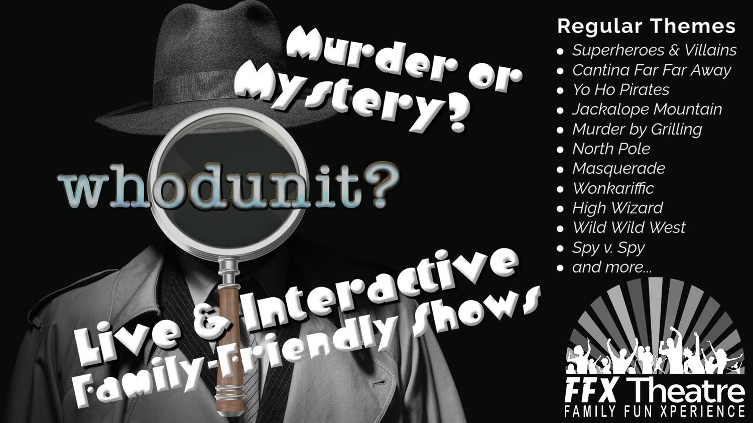 Get Information and buy tickets to WhoDunIt: MASTERPIECES & MURDER A NEW Murder Mystery Show on Family Fun Xperience
