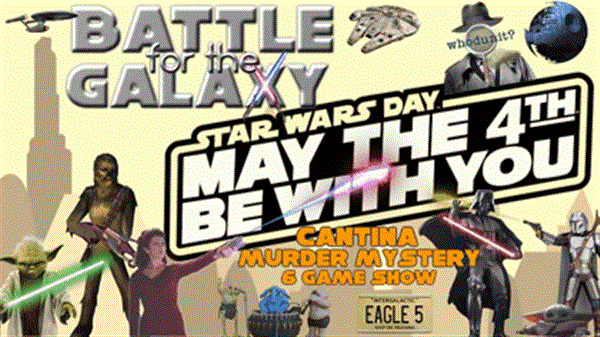 Get Information and buy tickets to Whodunit? CANTINA FAR FAR AWAY May the 4th Be With You! Murder Mystery + Sci Fi Game Show on Family Fun Xperience