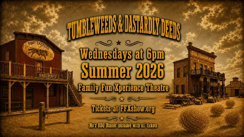 Get Information and buy tickets to TUMBLEWEEDS & DASTARDLY DEEDS Dinner and Cowboy Adventure Show! on Family Fun Xperience