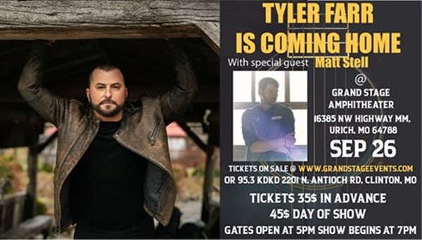 Tyler Farr is Coming Home W/Special Guest Matt Stell image