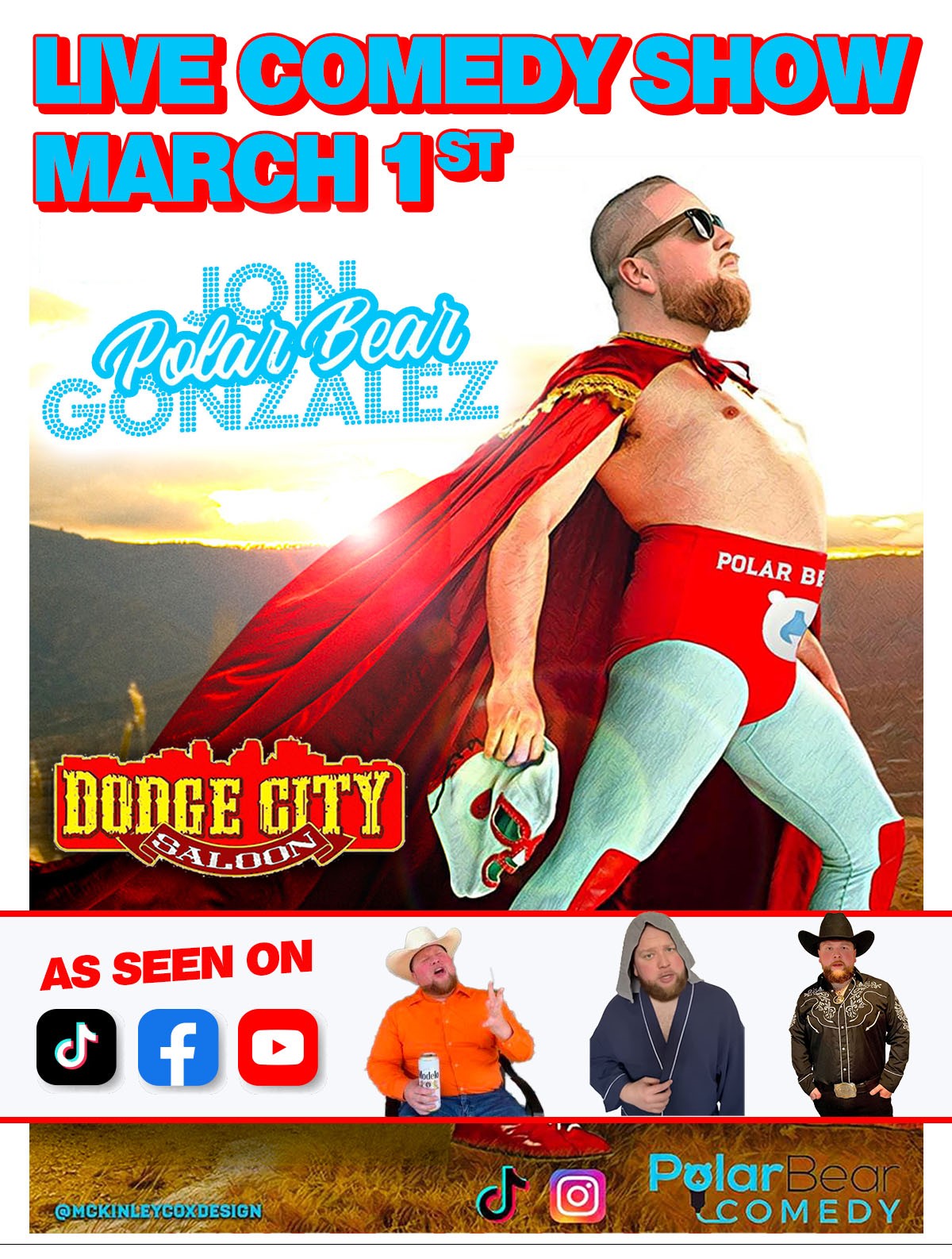 Live Comedy w / Jon POLAR BEAR Gonzalez  on Mar 01, 20:00@Dodge City Saloon - Buy tickets and Get information on LOLTICKETS COM loltickets.com