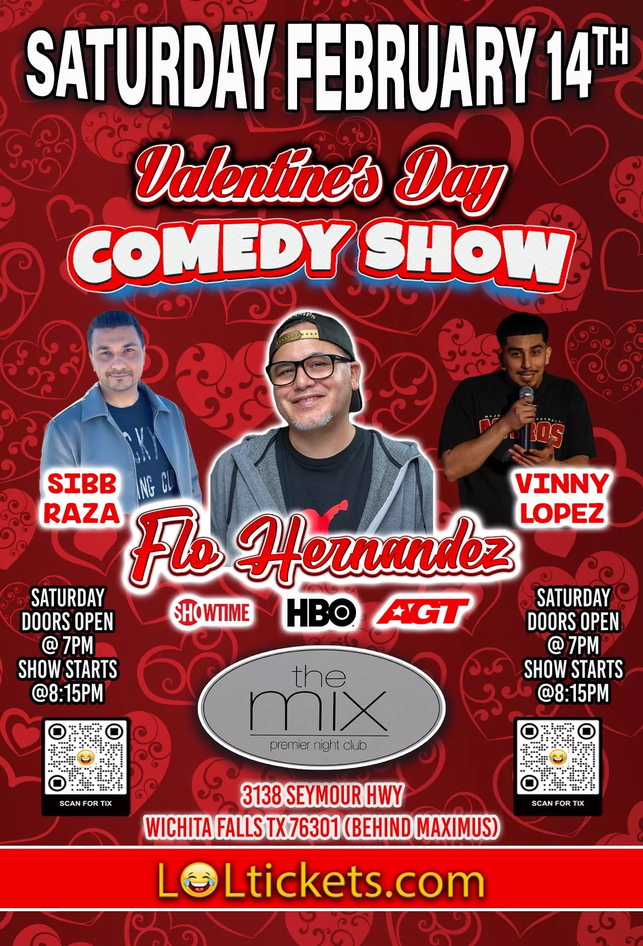 Get information & buy tickets toWITCHITA FALLS TX. | Saturday Valentine's Comedy Show Witchita Falls on Feb 14, 20:15 @THE MIX | LOLTICKETS COM