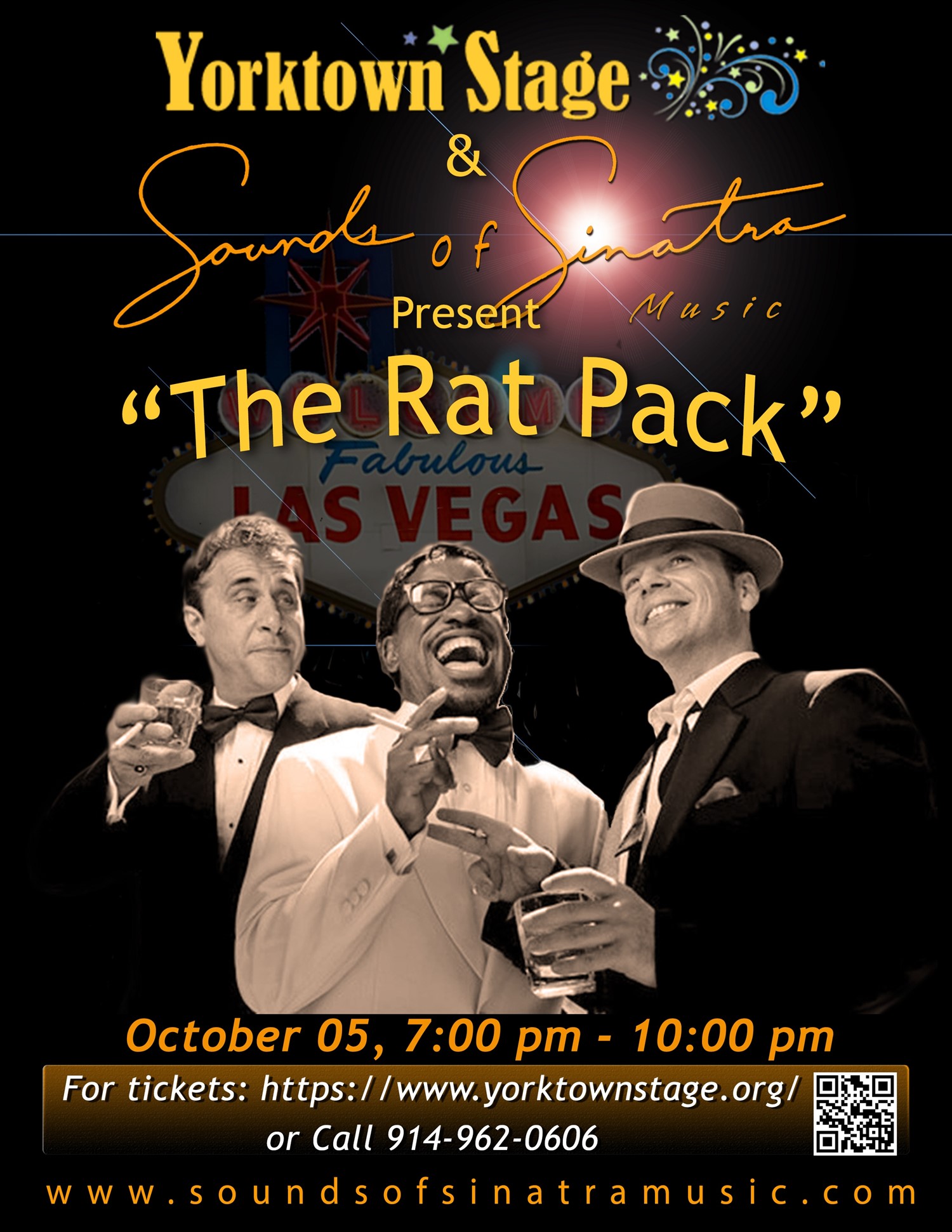 The Rat Pack Is Back Sounds of Sinatra on oct. 05, 19:00@Yorktown Stage 2023 - Choisissez un siège,Achetez des billets et obtenez des informations surYorktown Stage 